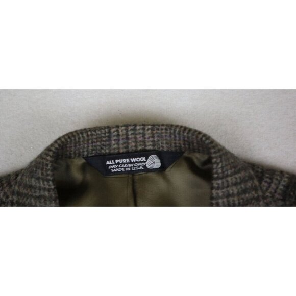 WARREN SCOTT - MEN'S BROWN PLAID 100% WOOL TWEED SPORT COAT BLAZER JACKET- 44R - Picture 3 of 7